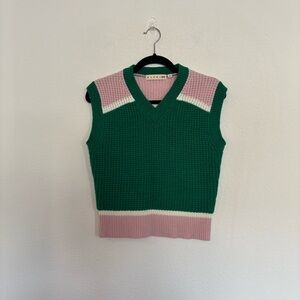 Marni Uniqlo V-Neck Sweater Vest Green Pink